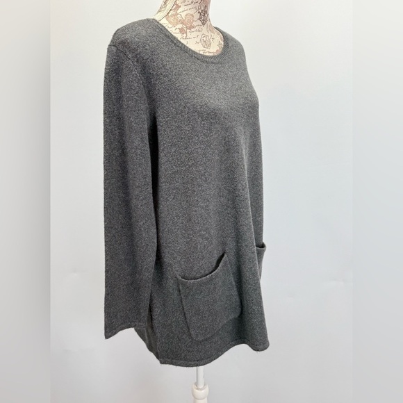 JASON WU Gray Crewneck tunic sweater with front pockets size L - Picture 8 of 13